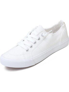 Women's White Color Washed And Leopard Canvas Slip On Shoes Fashion Sneaker